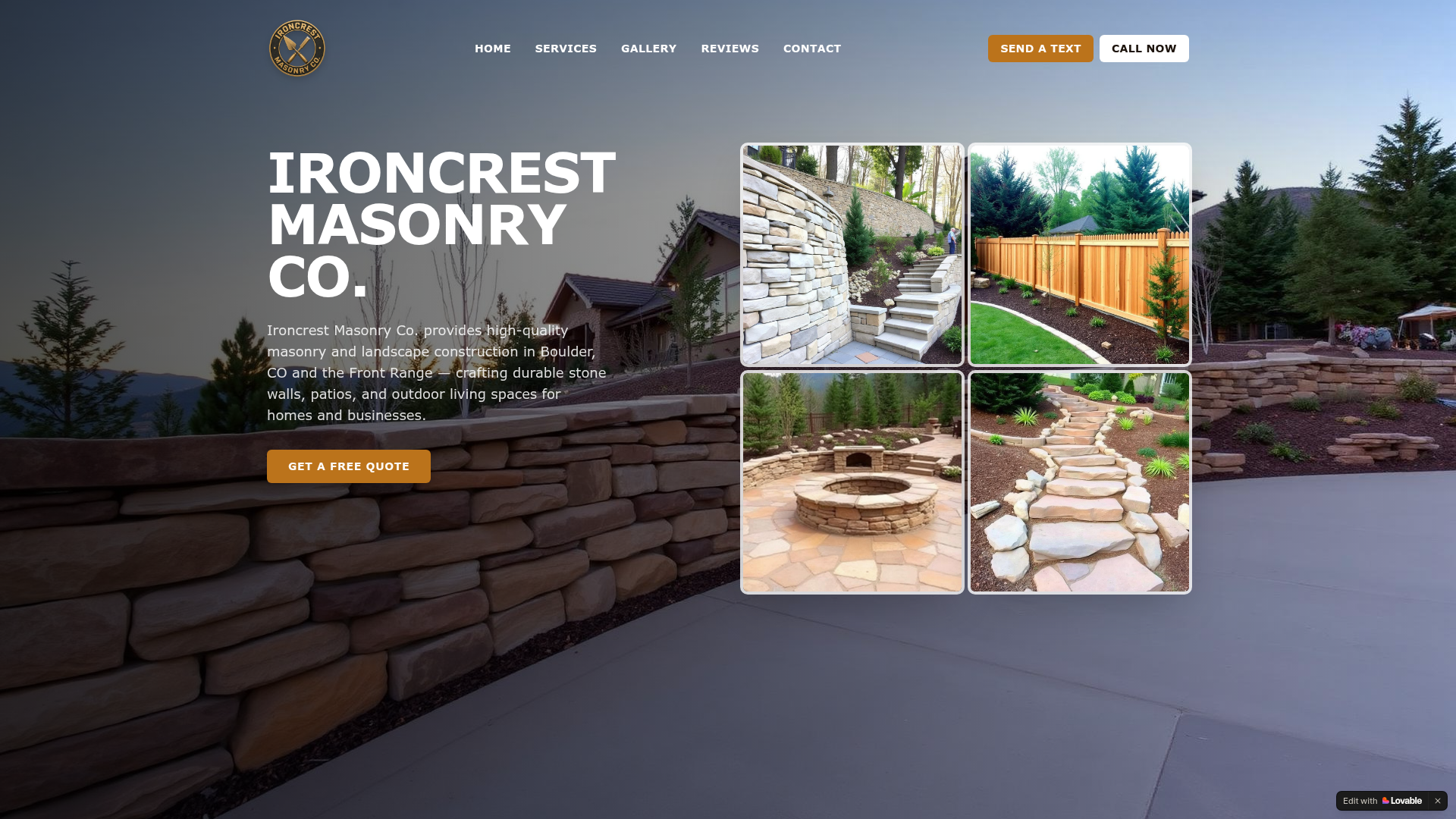 Ironcrest Masonry Co. website preview