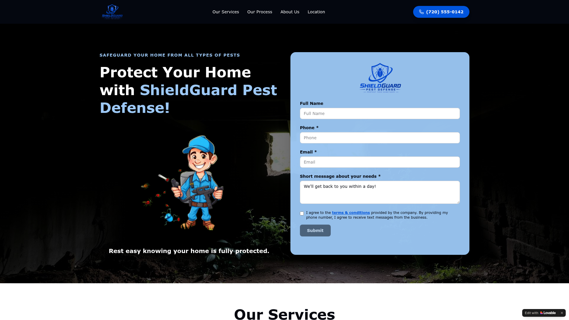 ShieldGuard Pest Defense website preview
