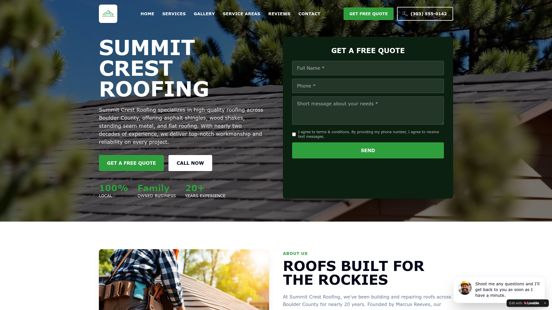 Summit Crest Roofing website preview